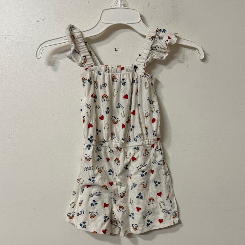 Old Navy Kids White Romper with Red and Blue Accents